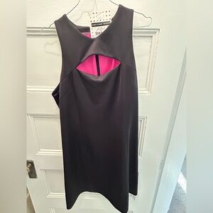 Gretchen Scott Designs Black Dress with Hot Pink Accent Back Cutout